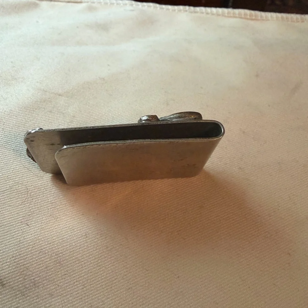 Vintage Navajo Bear, Turquoise, and Coral Money Clip